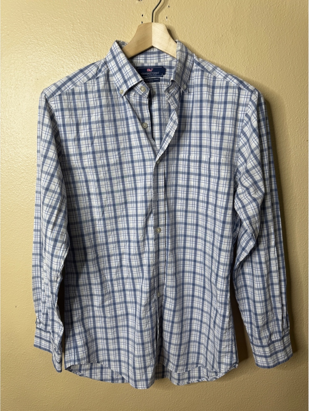 Vineyard Vines Murray Shirt Men’s Medium Blue Plaid Slim Fit Cotton Button Down
